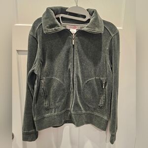 Tickled Pink by FUDA Gray Zip Up Jacket Women’s Medium Cotton Blend Full Zip Swe